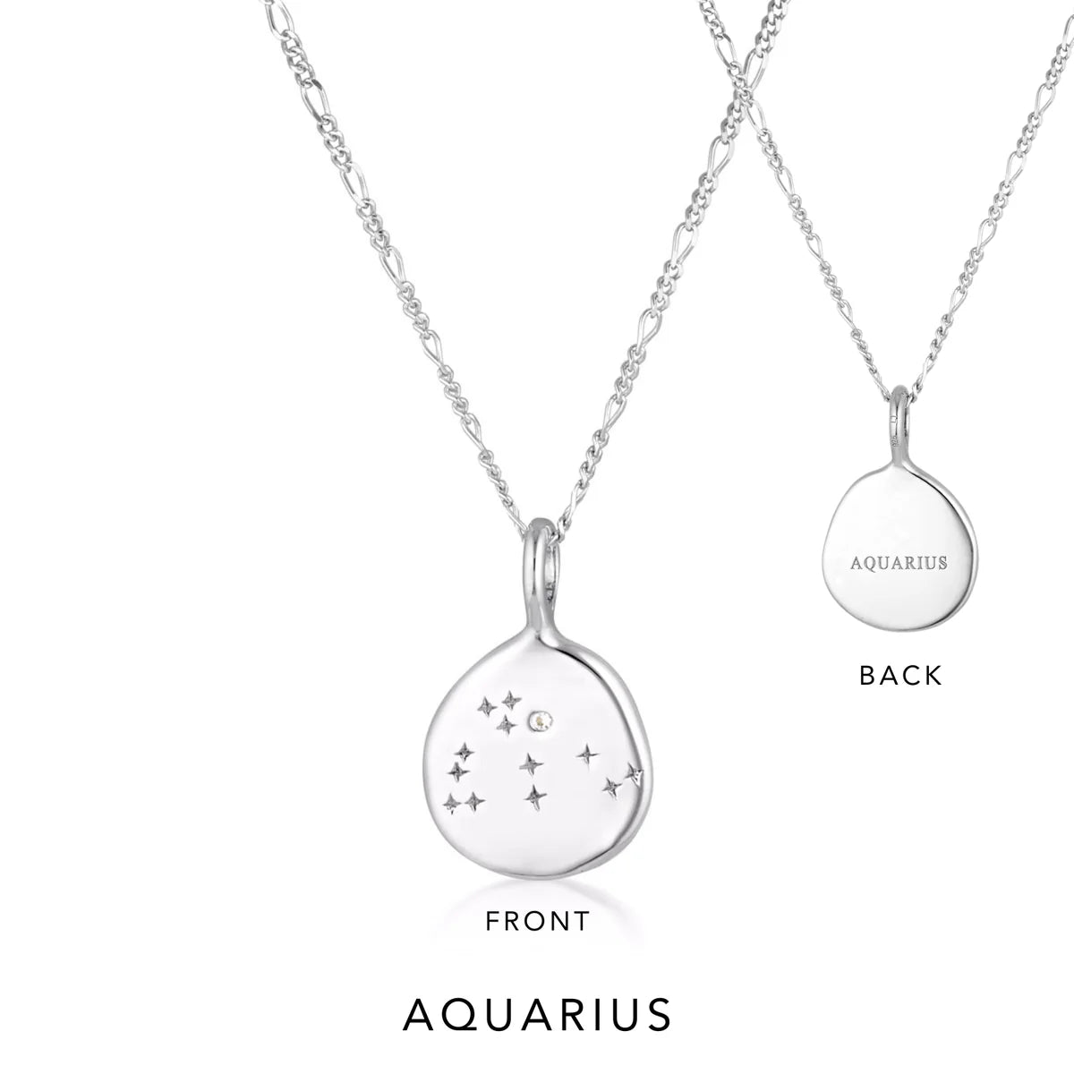 Zodiac Necklace Sterling Silver by Linda Tahija - Aquarius