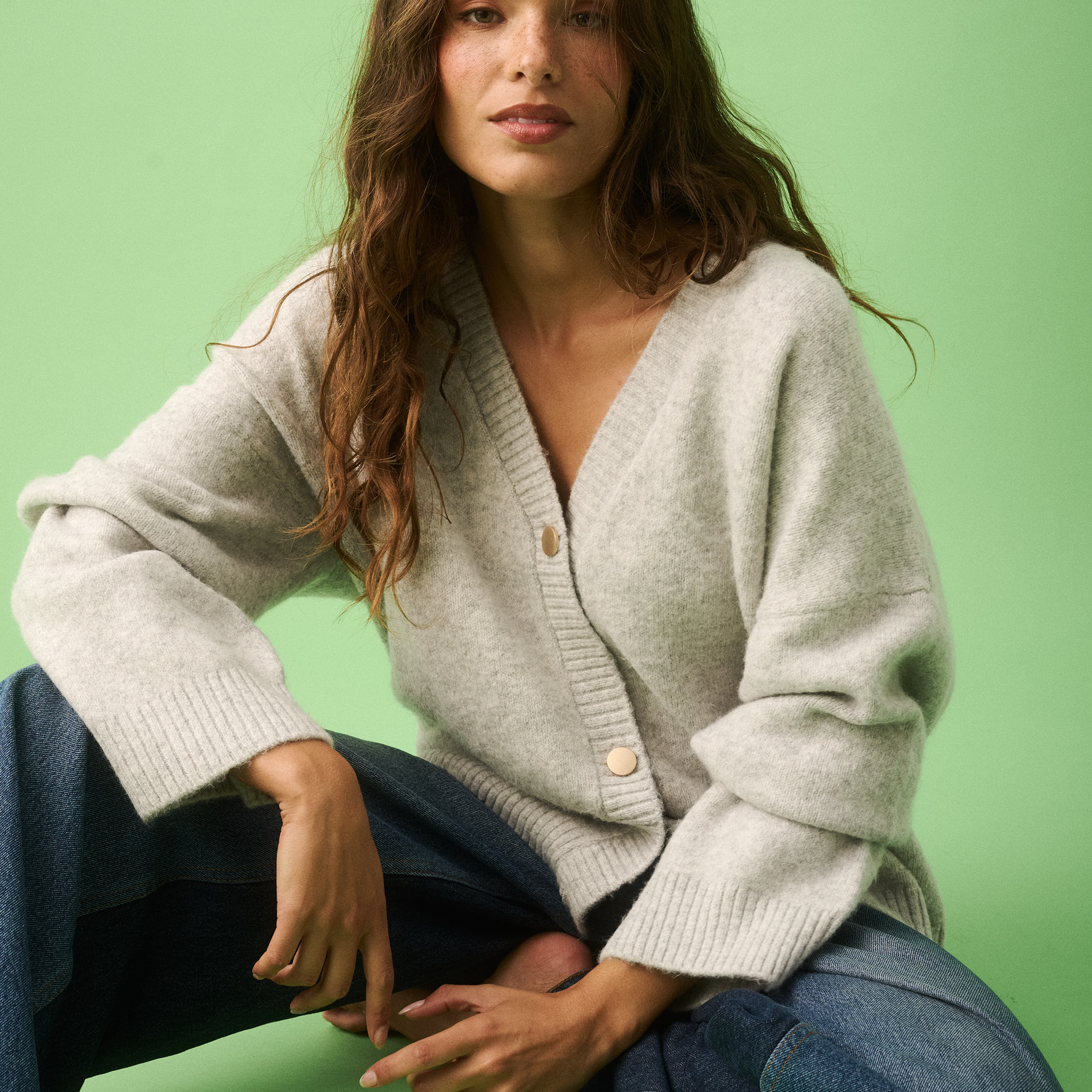 Adela Knit Cardi - Grey Marle by Cartel & Willow