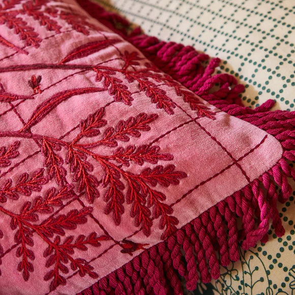 Adelyn Embroidered Cushion in Cosmo Pink by Sage & Clare