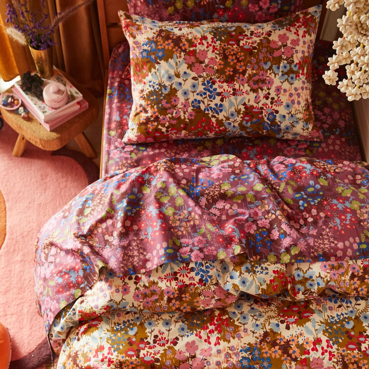 Aisha Cotton Flat Sheet Plumberry by Sage & Clare