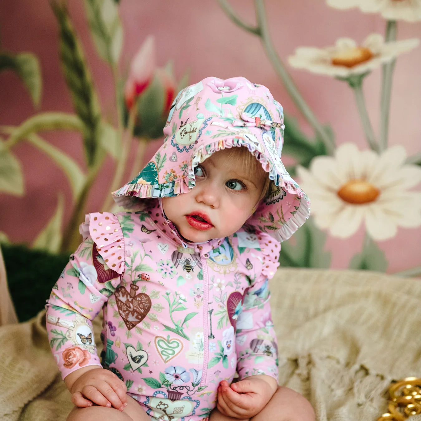 'All my Hearts' Delphine Baby One Piece Swimsuit - Pink Love by Fleur Harris