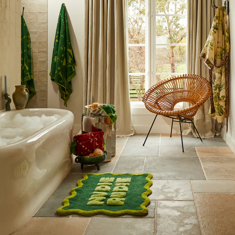 Green nudie rudie bath mat by Sage & Clare