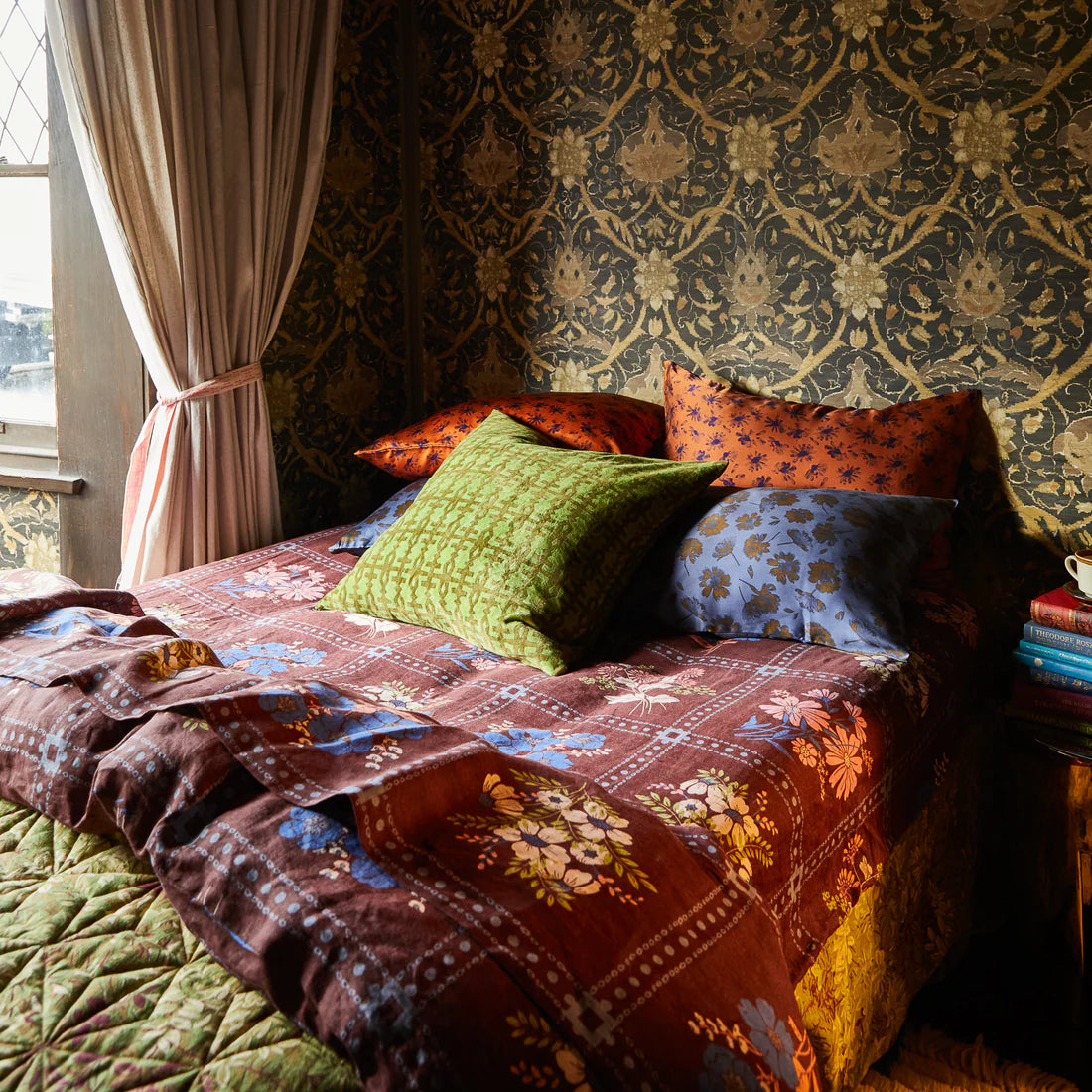 Amata Velvet Cushion in Palm by Sage & Clare