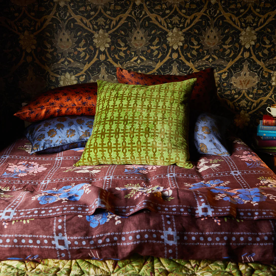 Amata Velvet Cushion in Palm by Sage & Clare