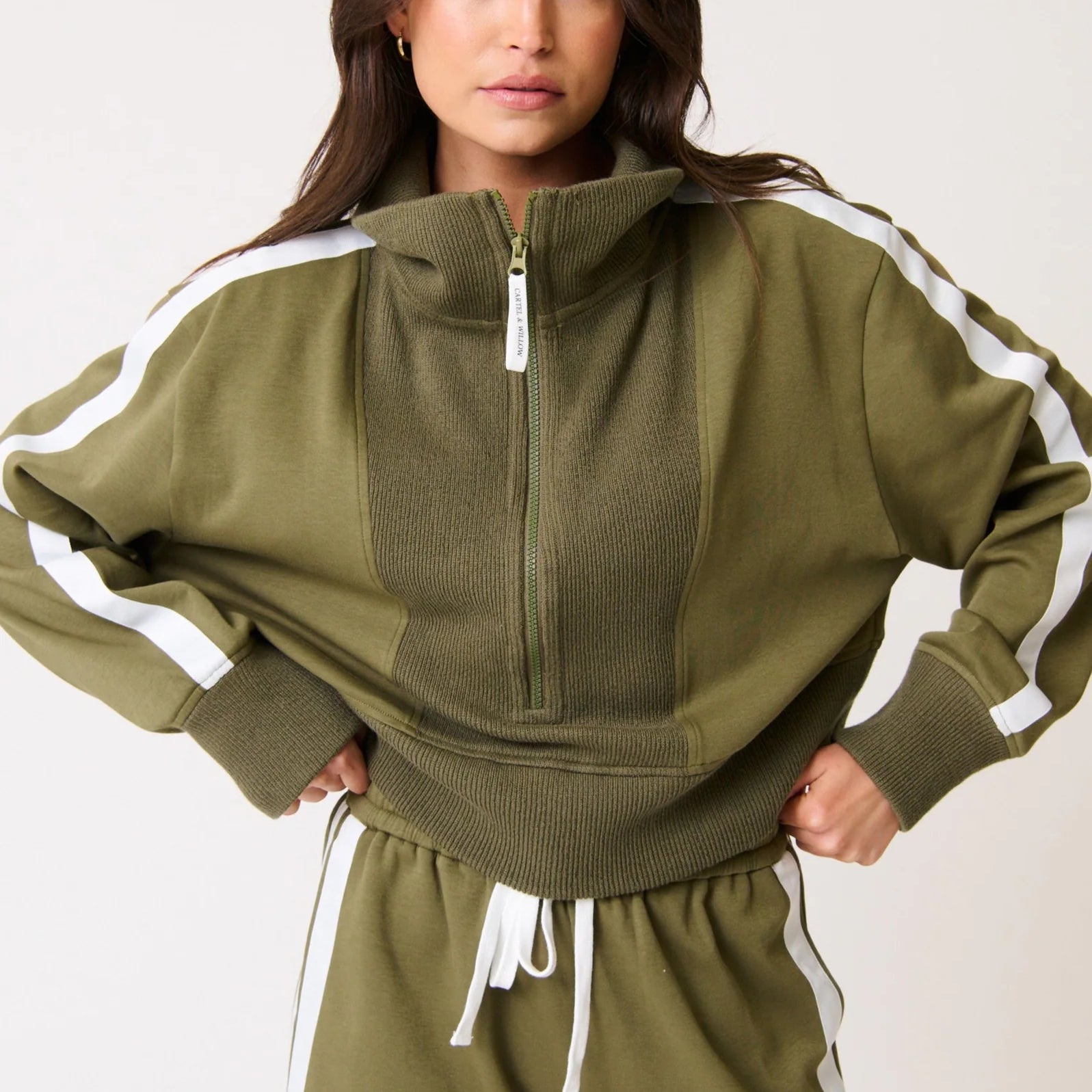 Annie Sweater - Khaki/ White by Cartel & Willow