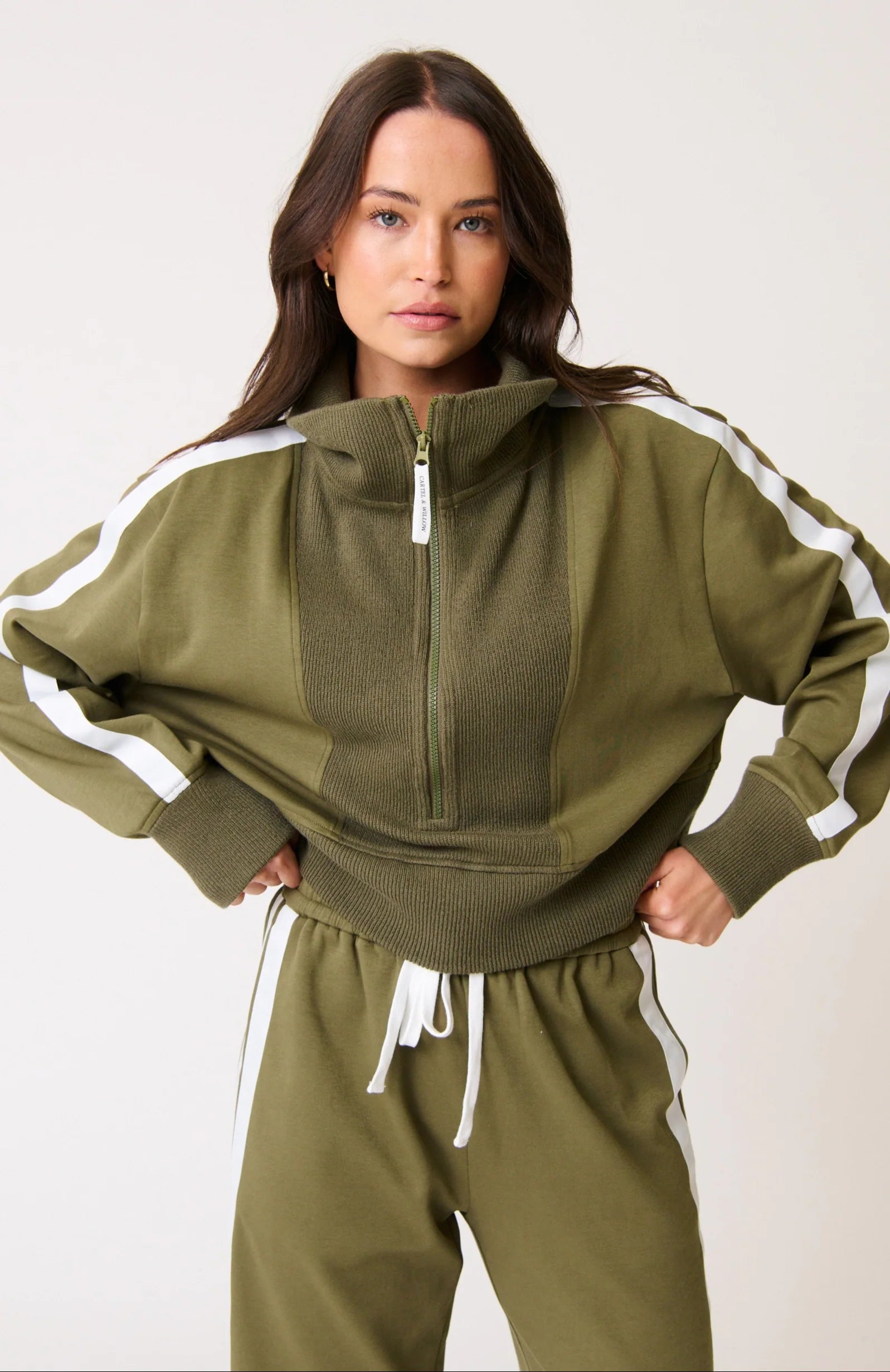 Annie Sweater - Khaki/ White by Cartel & Willow