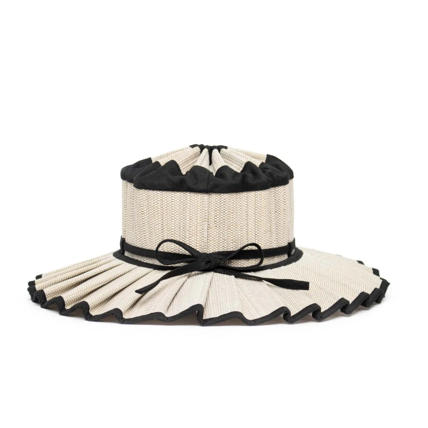 black and white lorna murray pleated hat