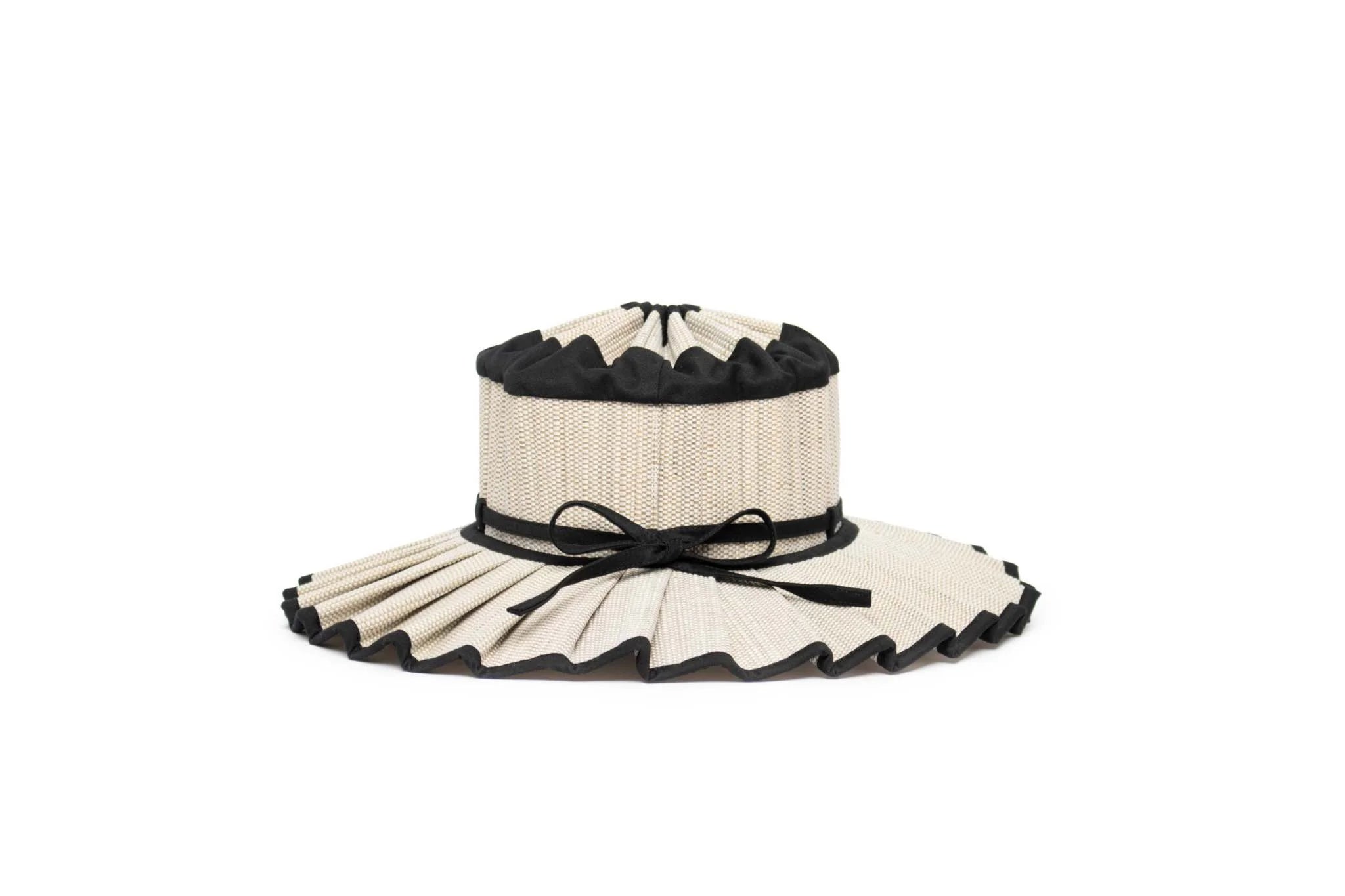 black and white lorna murray pleated hat
