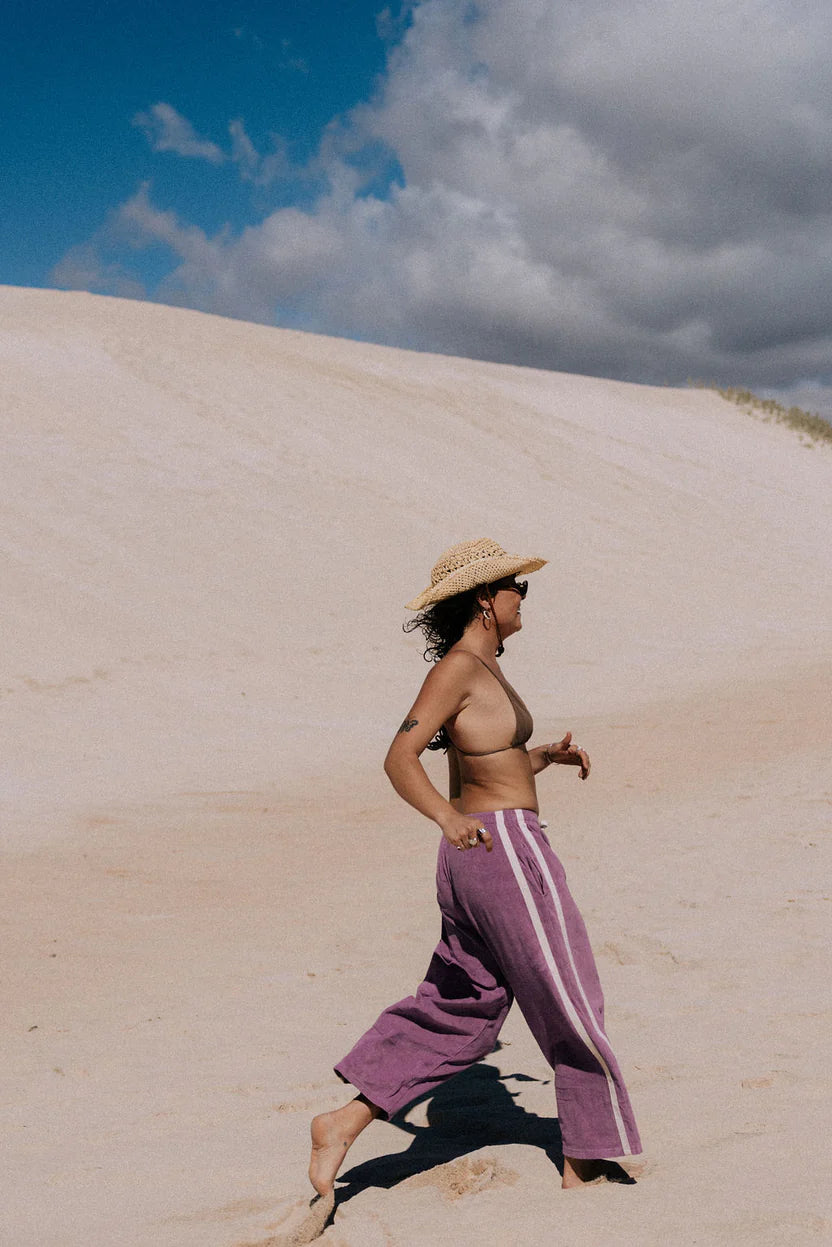 Purple terry pants by Atmosea