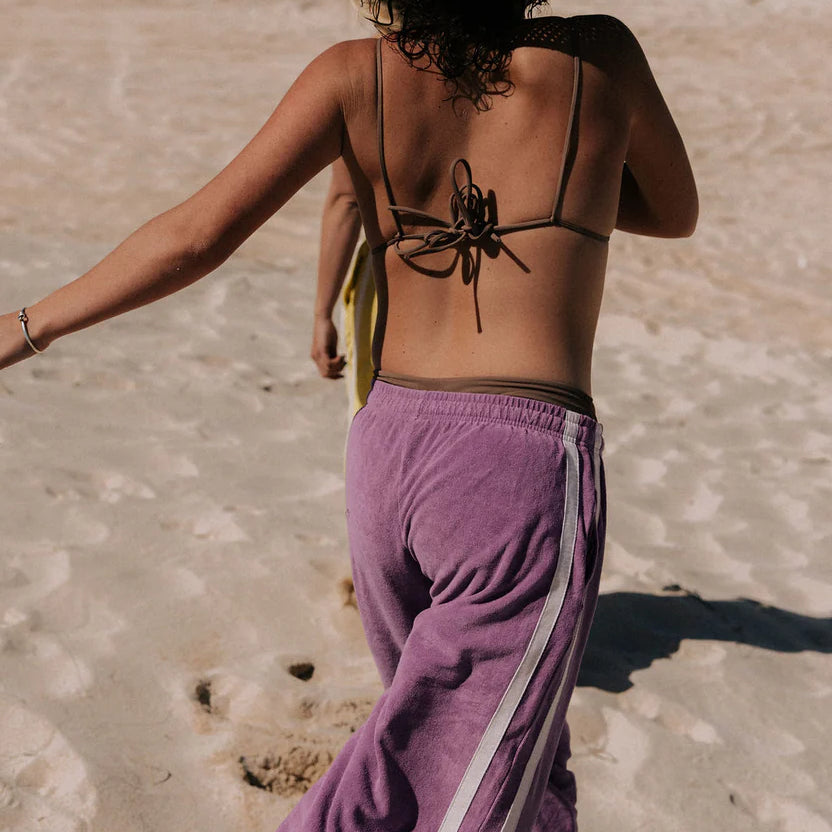 Purple Terry Toweling Shorts by Atmosea