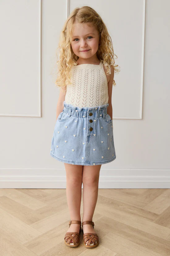 Girl wearing Aria Knitted Singlet by Jamie Kay