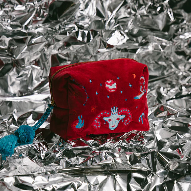 aries cosmetic case red