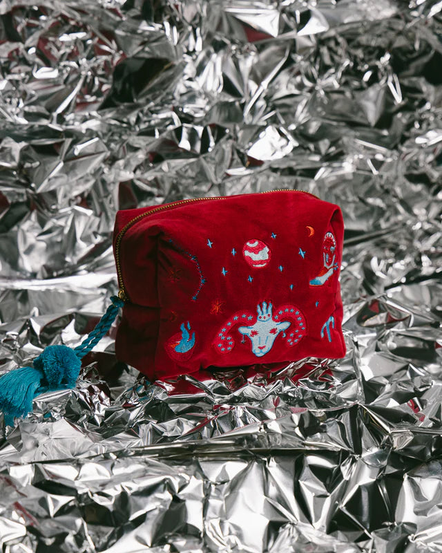 aries cosmetic case red