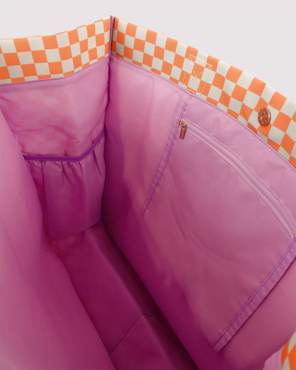 orange check and purple bag by the Somewhere Co