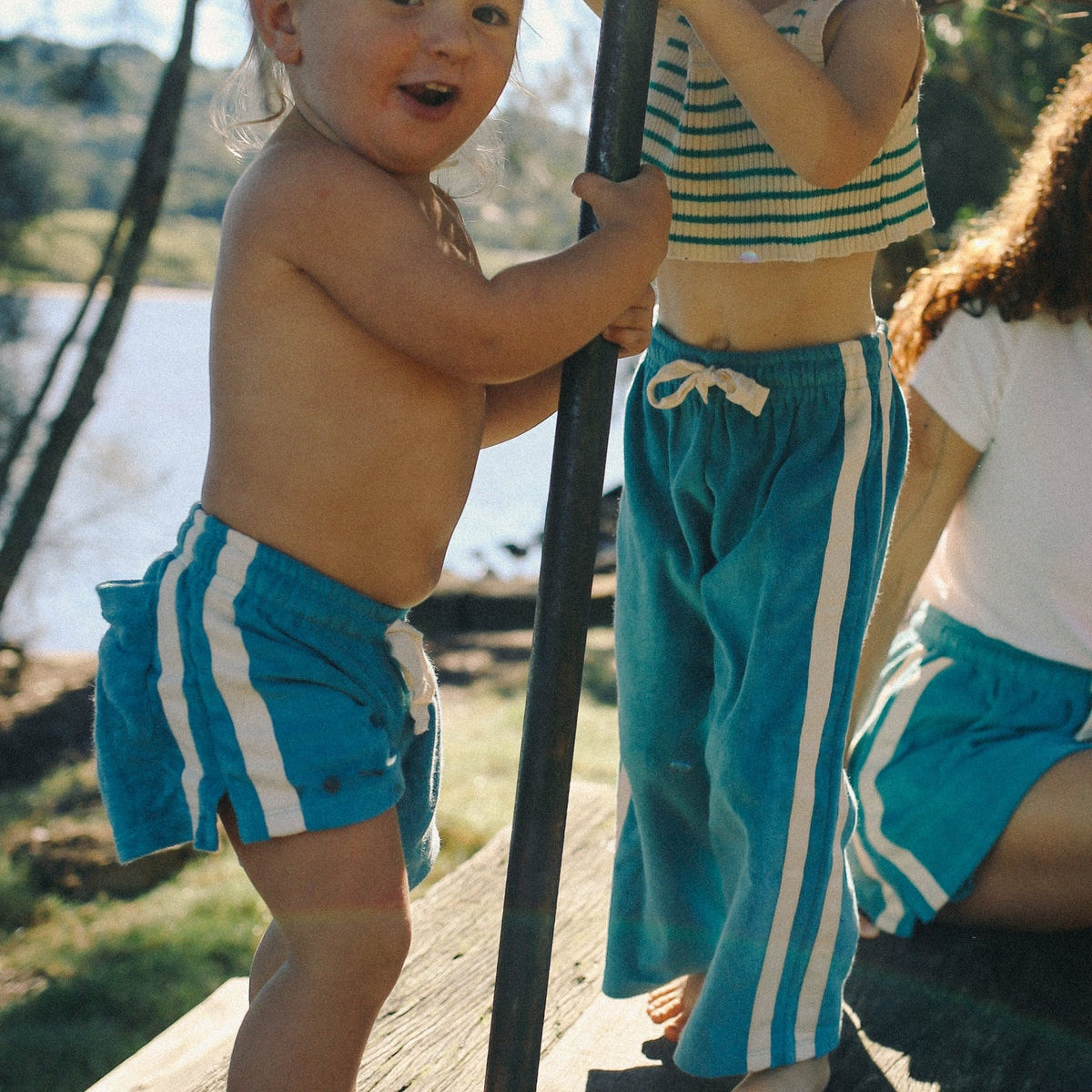 Atmosea Kids Terry Towelling shorts in blue crush