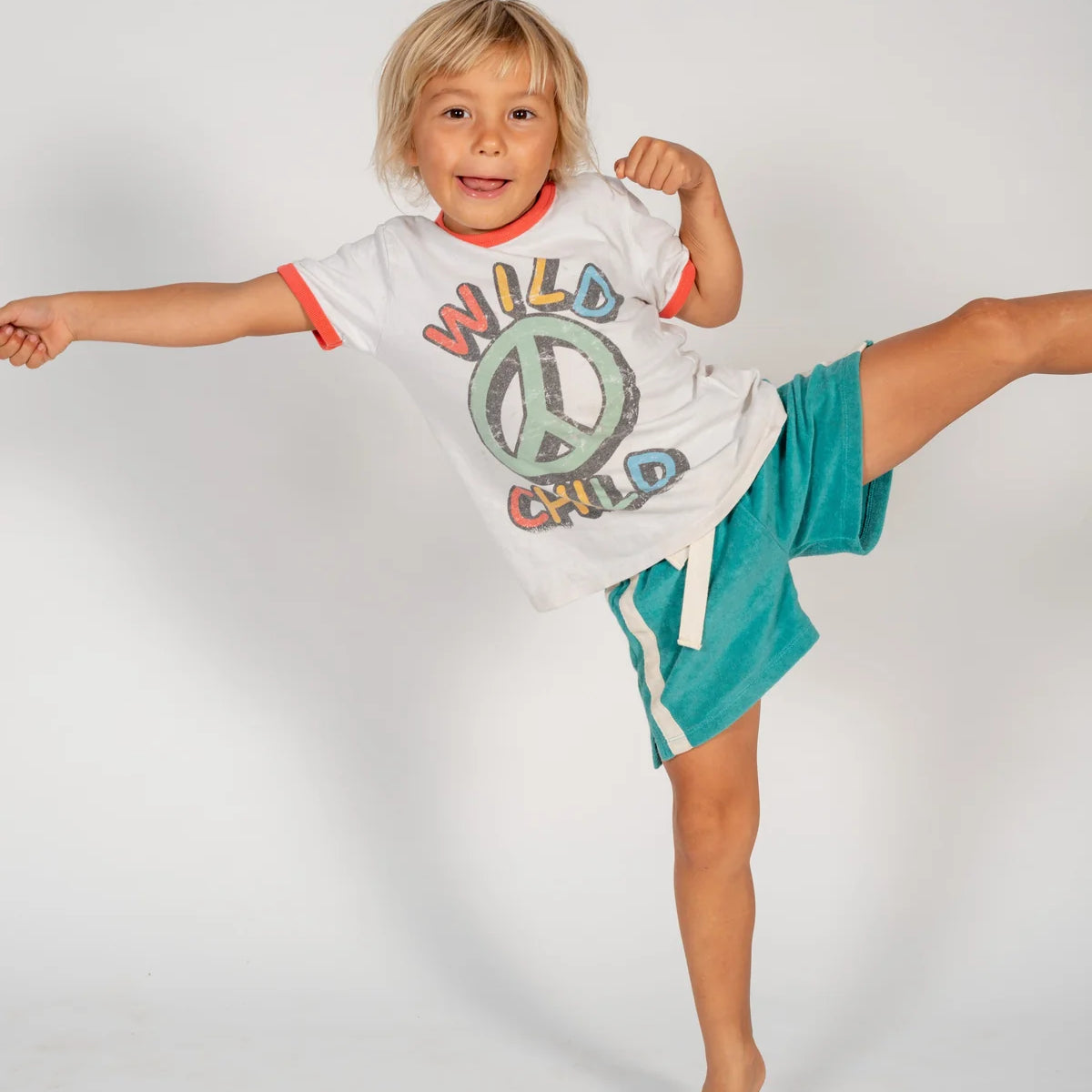 Kids blue terry towelling shorts