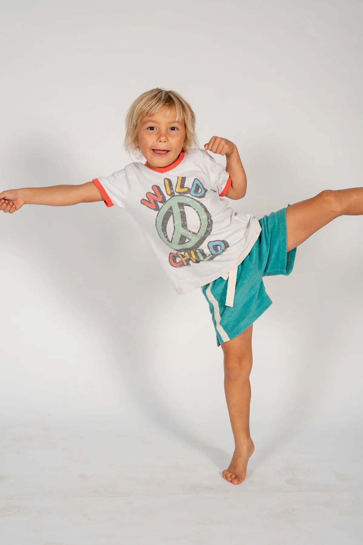 Kids blue terry towelling shorts