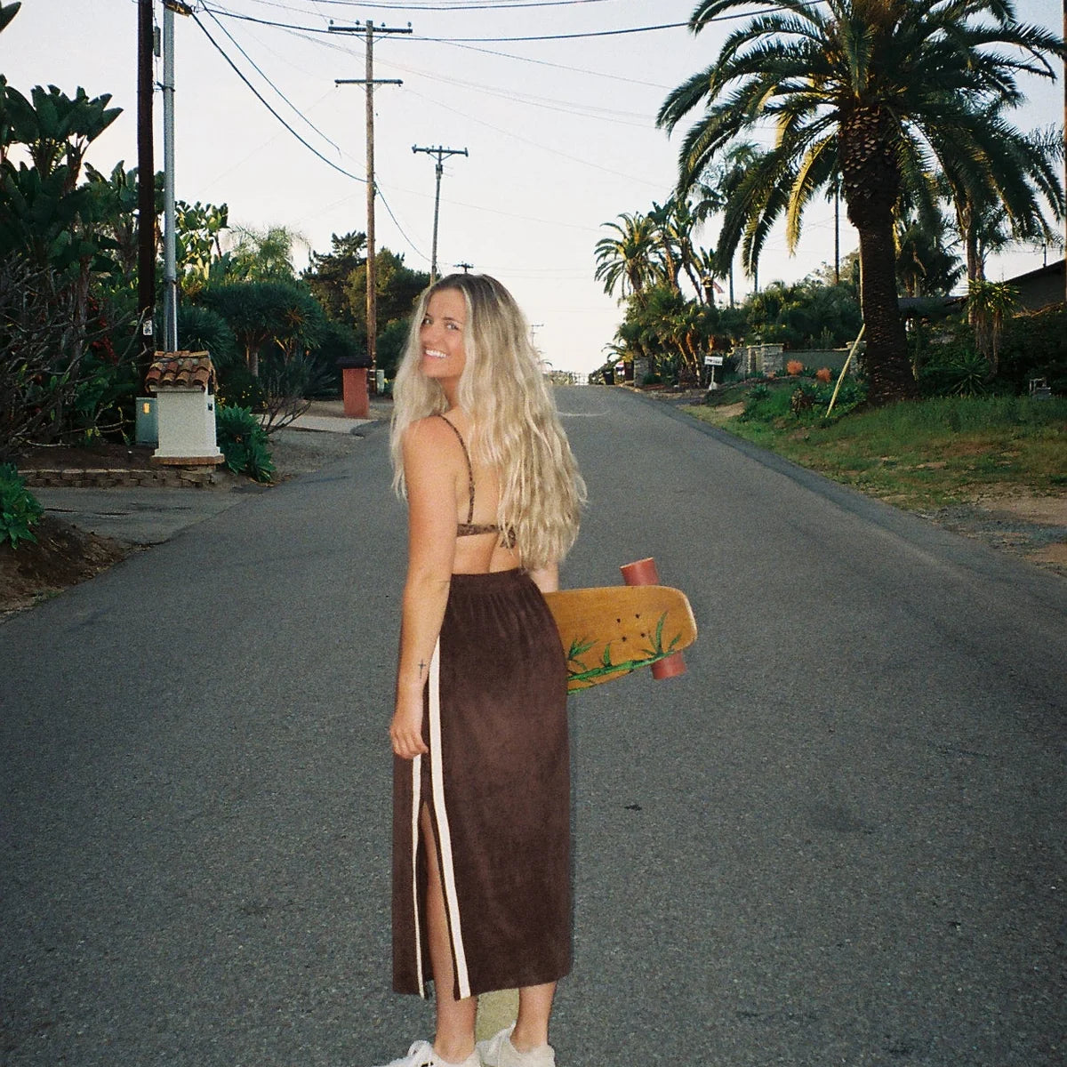 Atmosea long terry skirt in chocolate