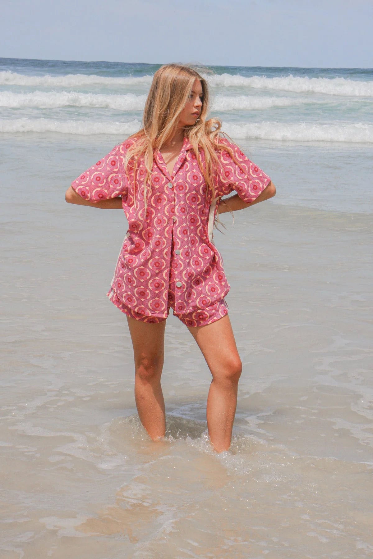 Atmosea Terry Towelling Shirt in Retro print