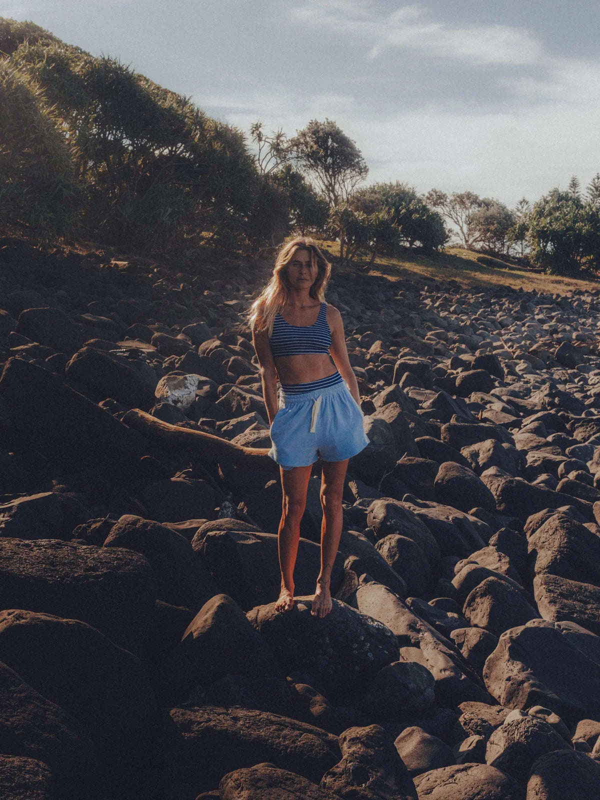 blue terry short by atmosea