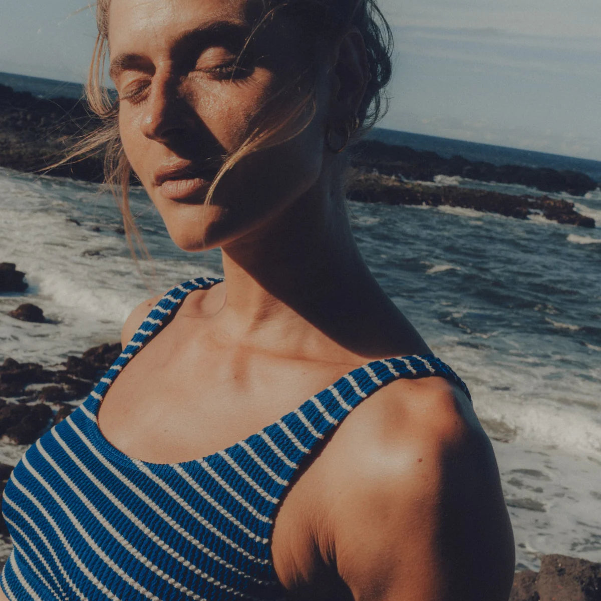 navy blue and white stripe bikini atmosea