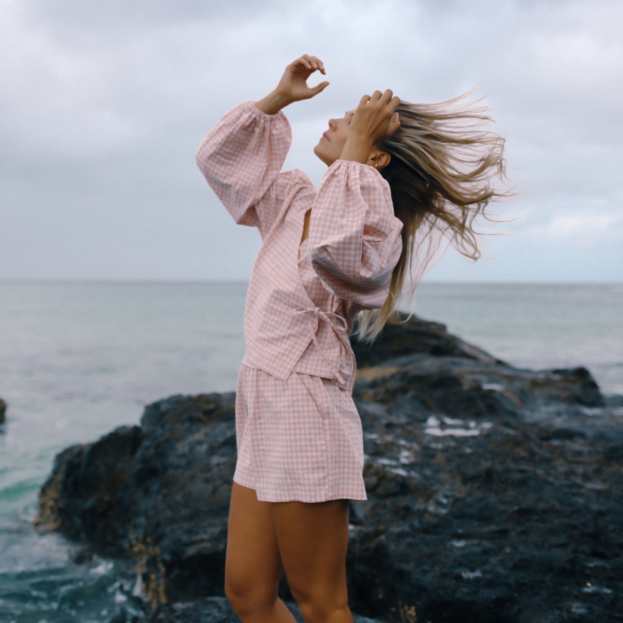 Ava Short Pink Gingham – The Bare Road