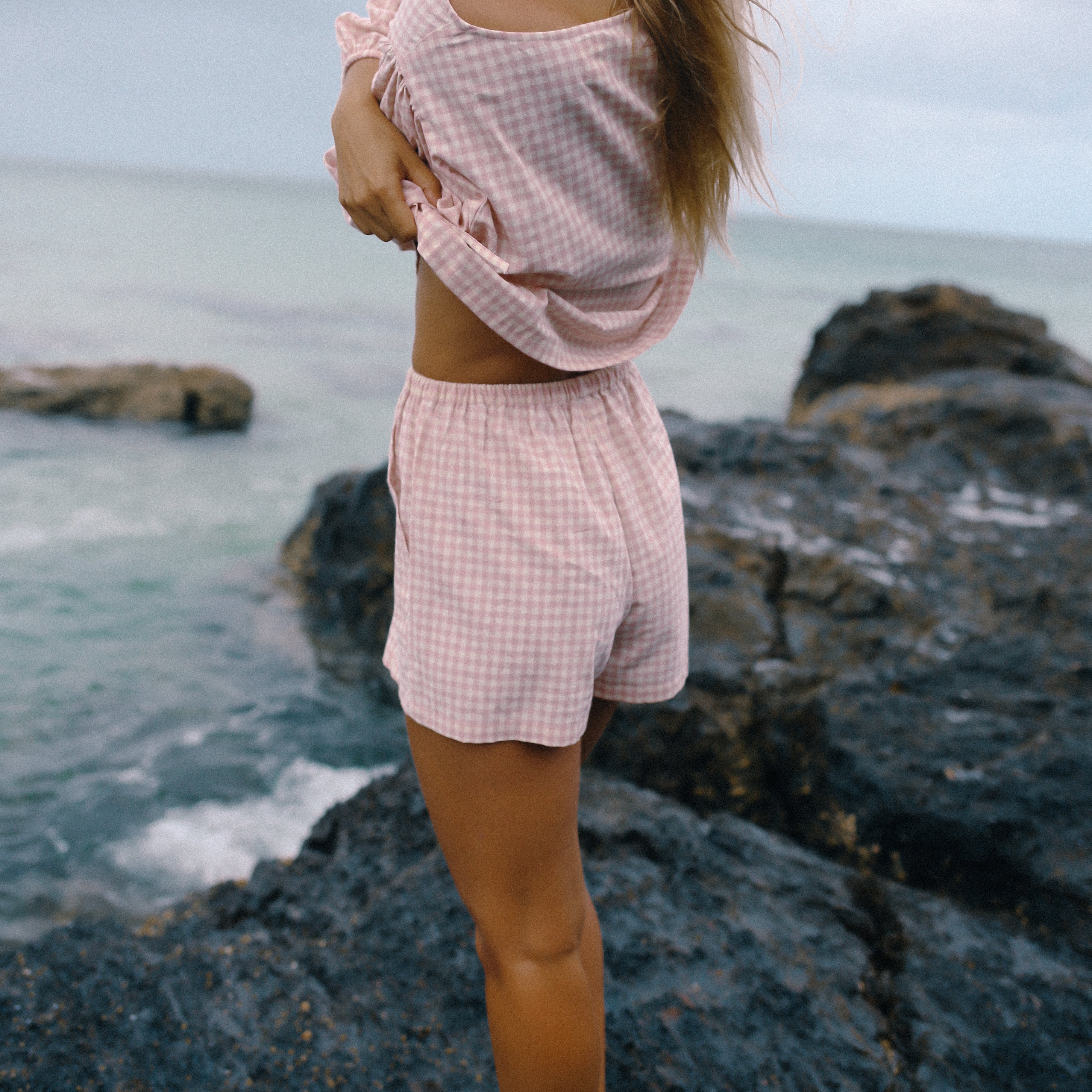 Ava Short Pink Gingham – The Bare Road