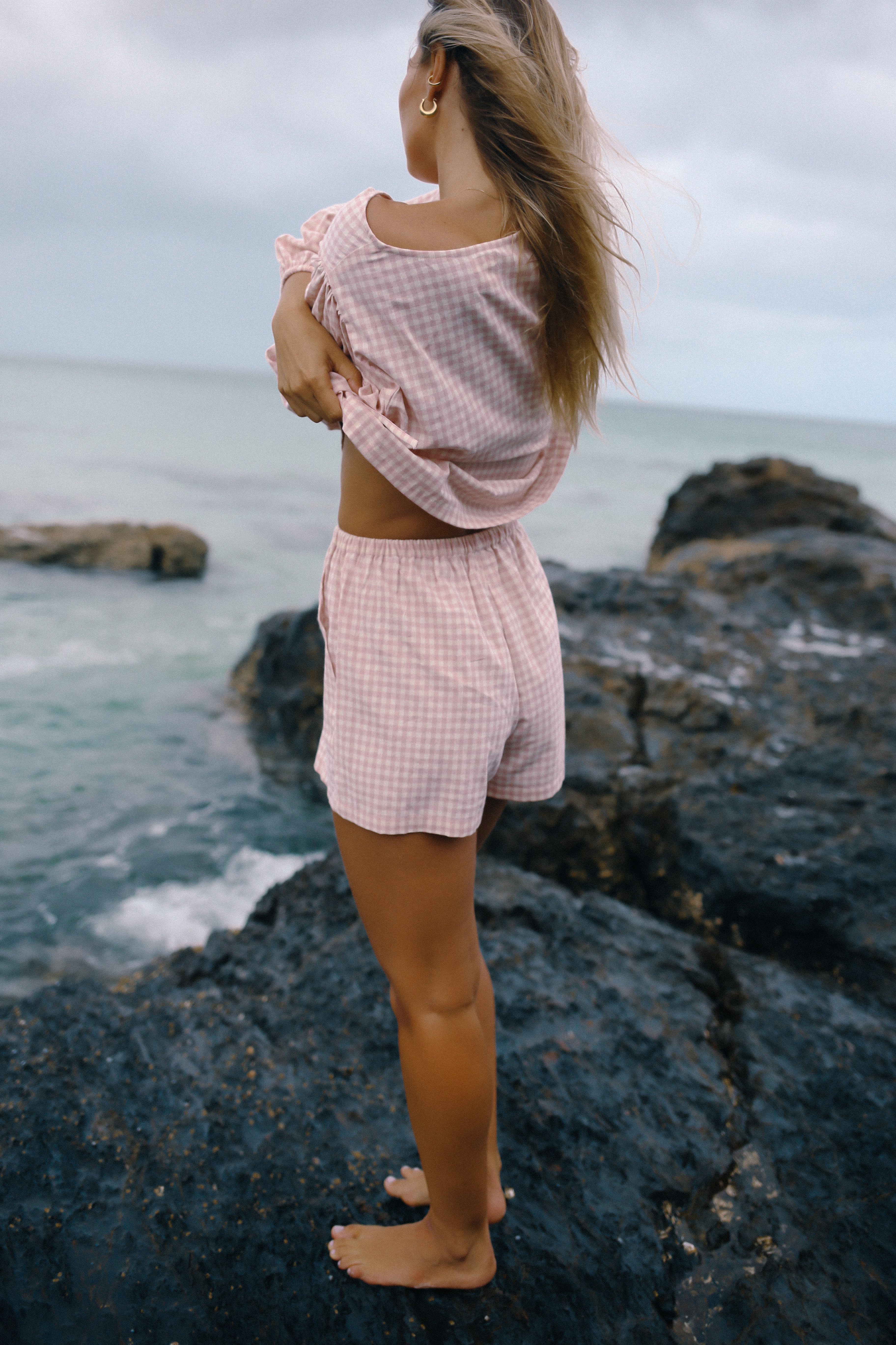 Ava Short Pink Gingham – The Bare Road