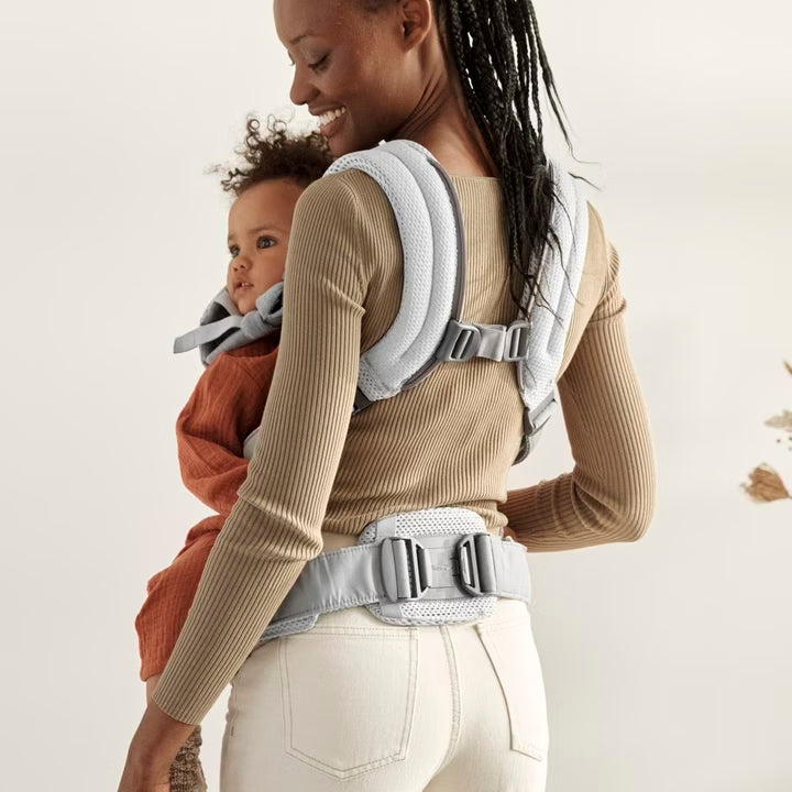 mother and baby wearing Baby Bjorn Baby Carrier Harmony 3D Mesh Silver