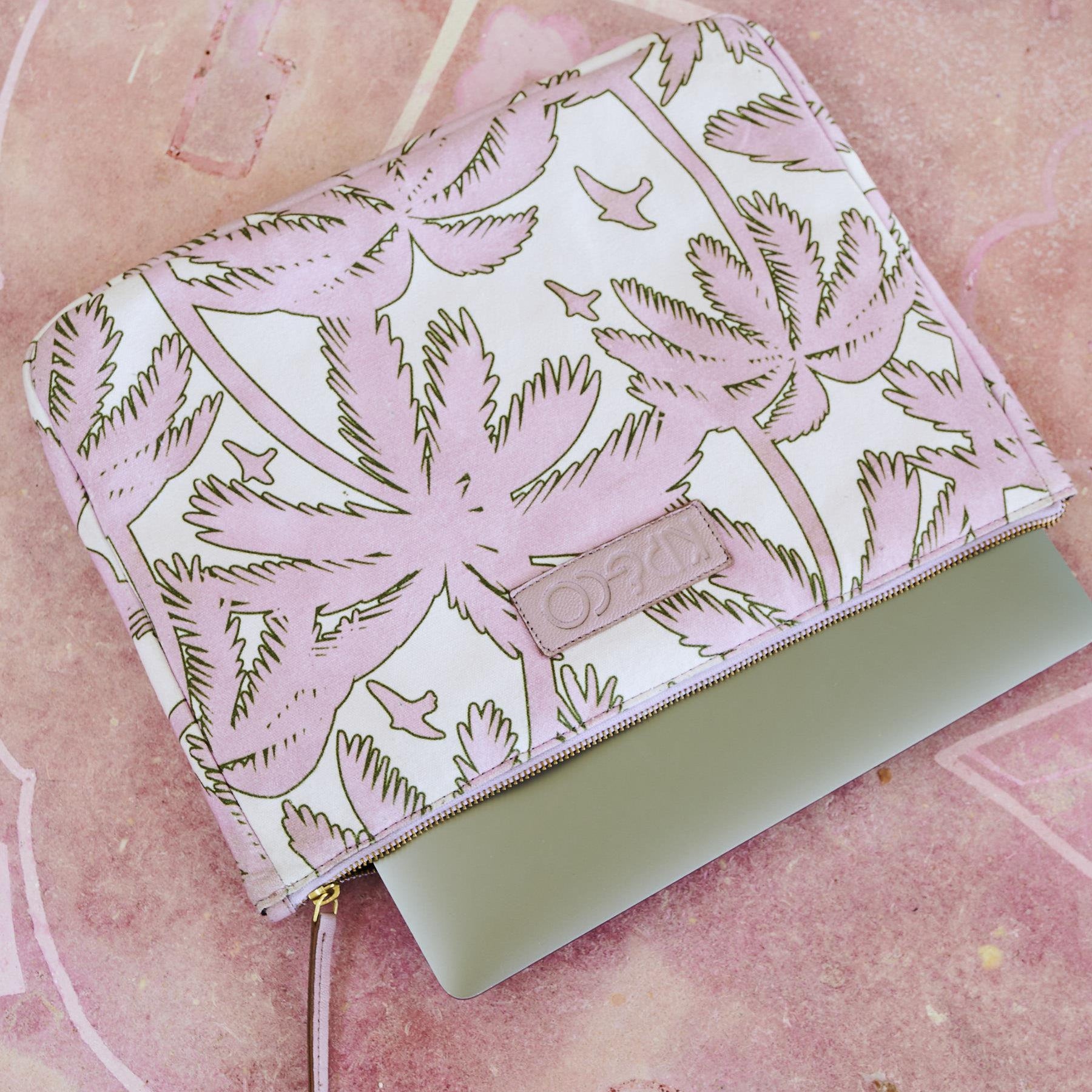 Pink palm tree laptop case from kip and co