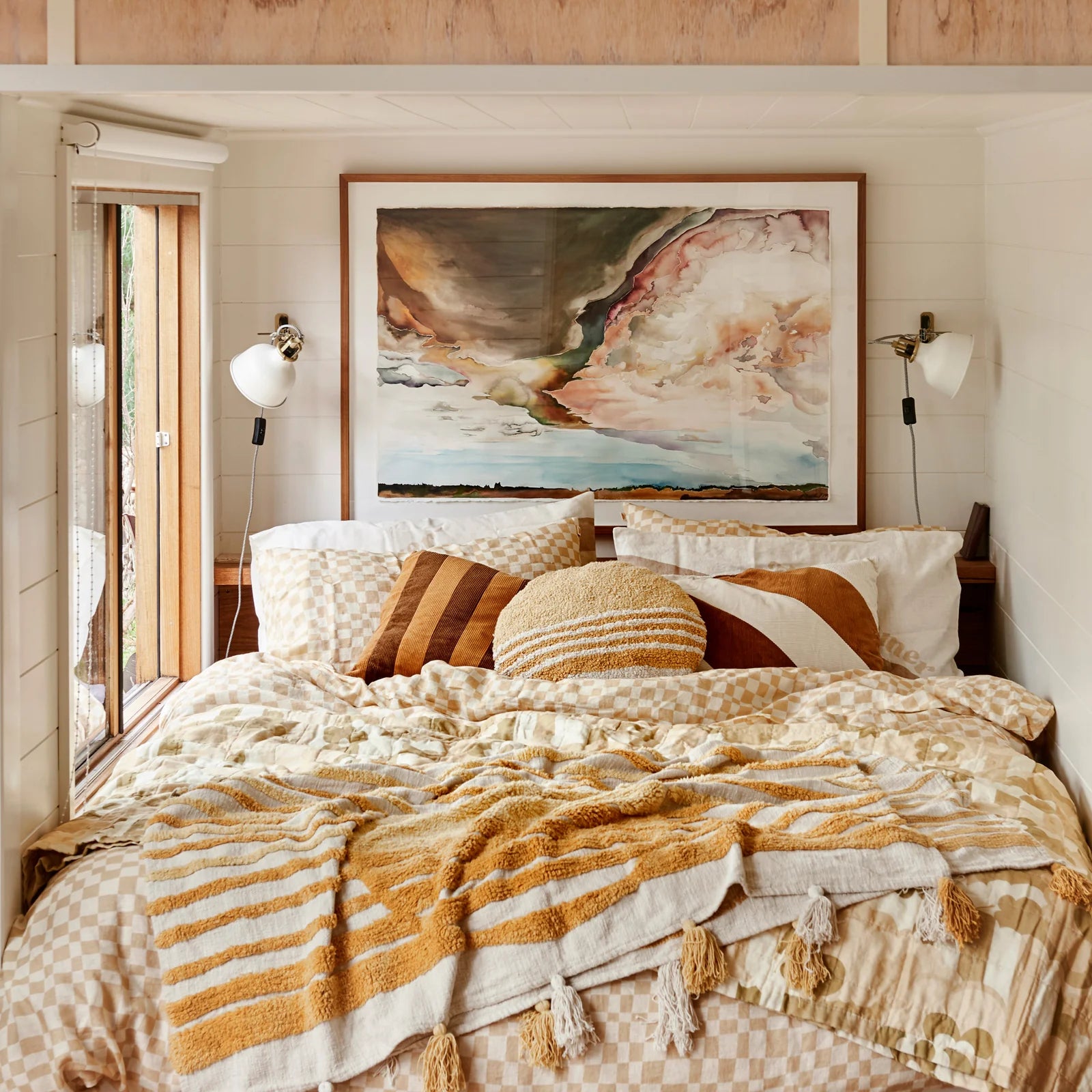 banabae striped cord cusion brown