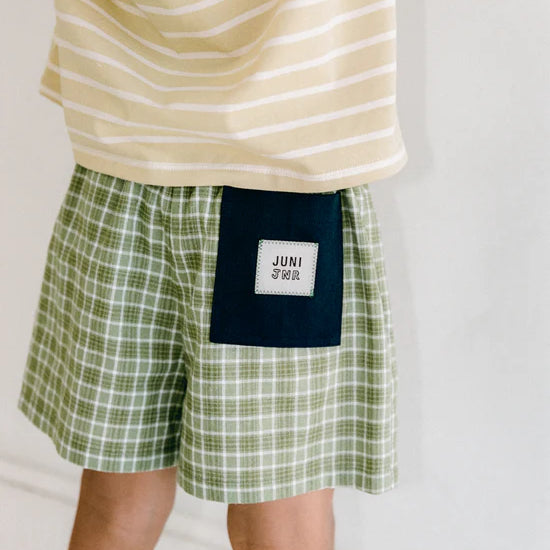 back detail of Banjo Short – Green Check by Juni