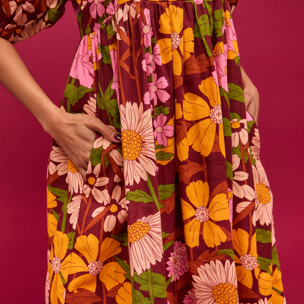Benita Puff Sleeve Maxi Dress by Sage & Clare close up of pocket detail