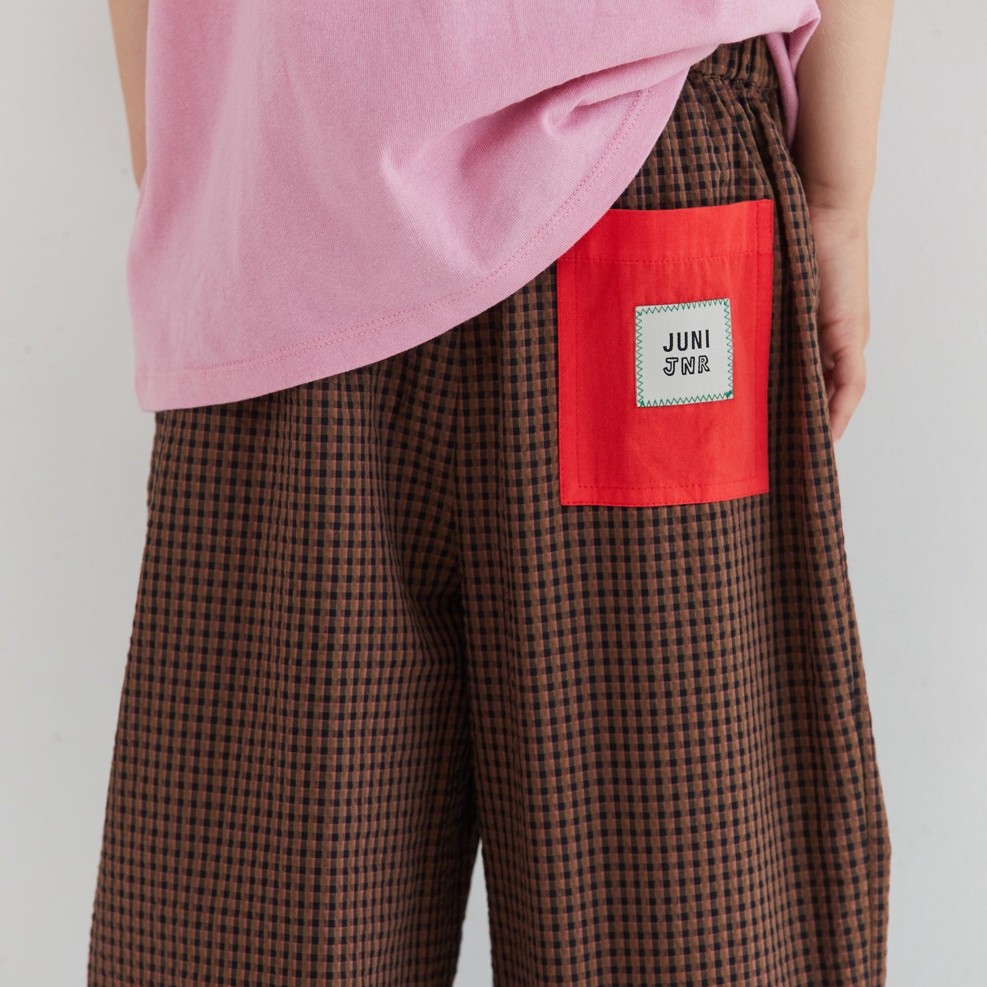 Juni check trousers ethically made BSCI certified