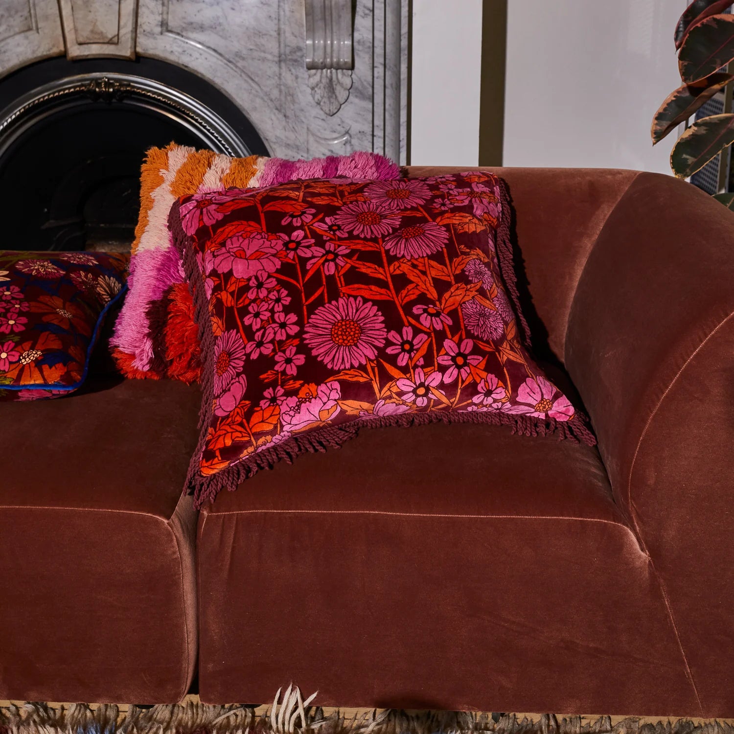 Bernanda Velvet Cushion Port by Sage & Clare