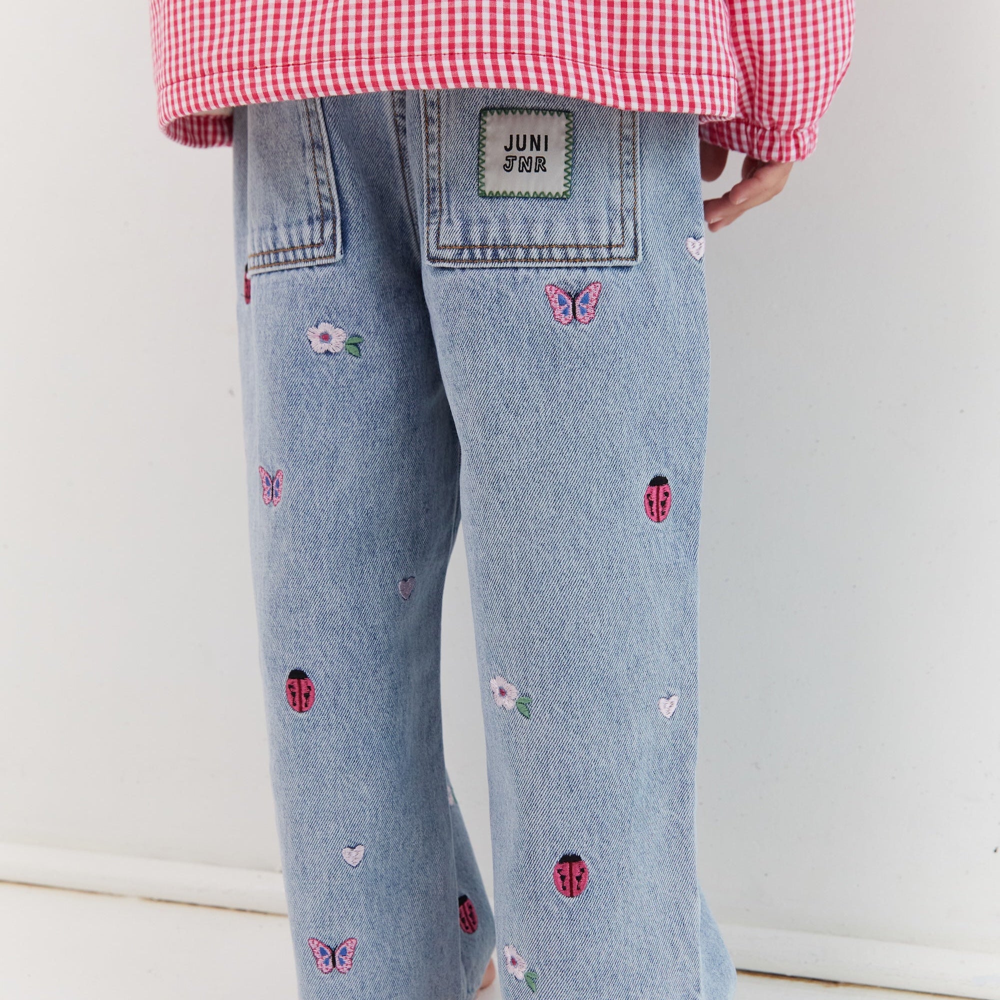 Blair Jean garden floral embroidery Juni ethical denim pants