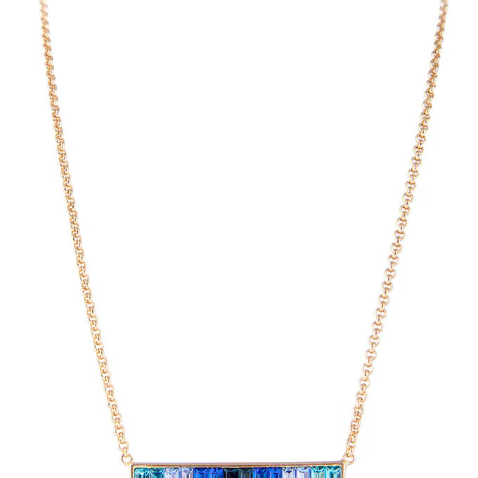 Blue ombre bar necklace by Fairley