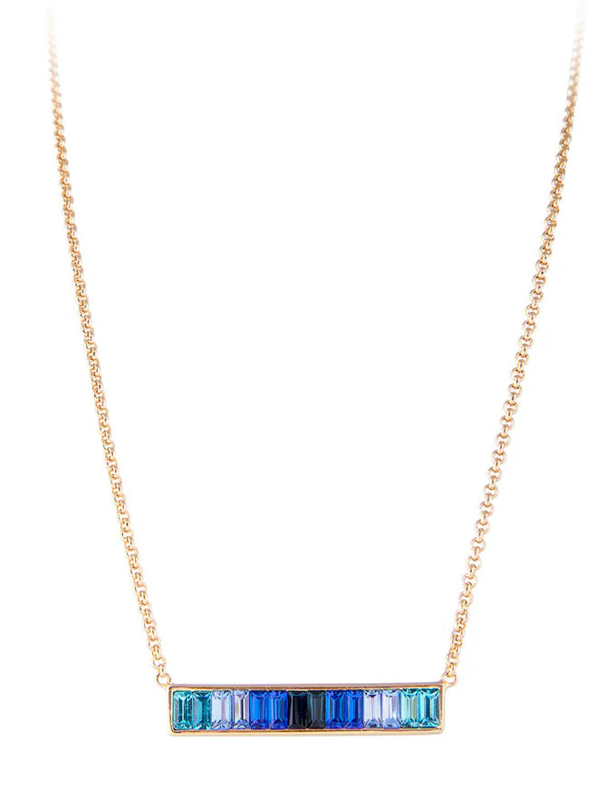 Blue ombre bar necklace by Fairley