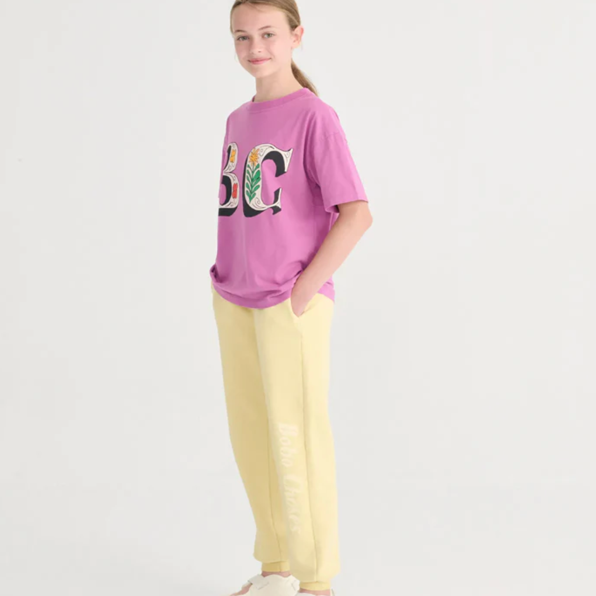 Girl wearing Bobo Choses Jogging Pants - Yellow | Bobo Choses