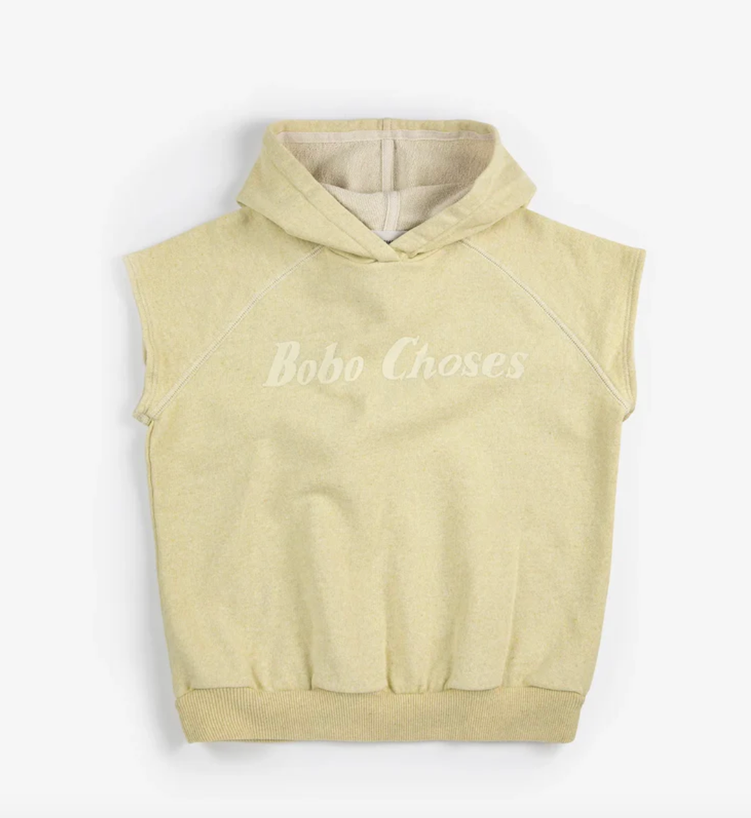 Front view of Bobo Choses Sleeveless Hoodie - Yellow | Bobo Choses