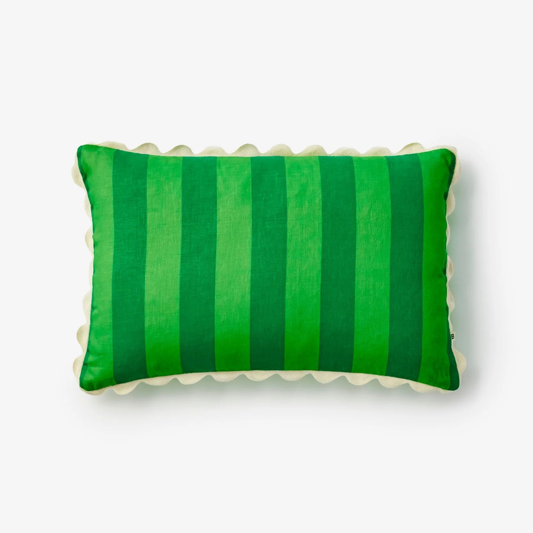Bonnie and Neil bold green stripe cushion