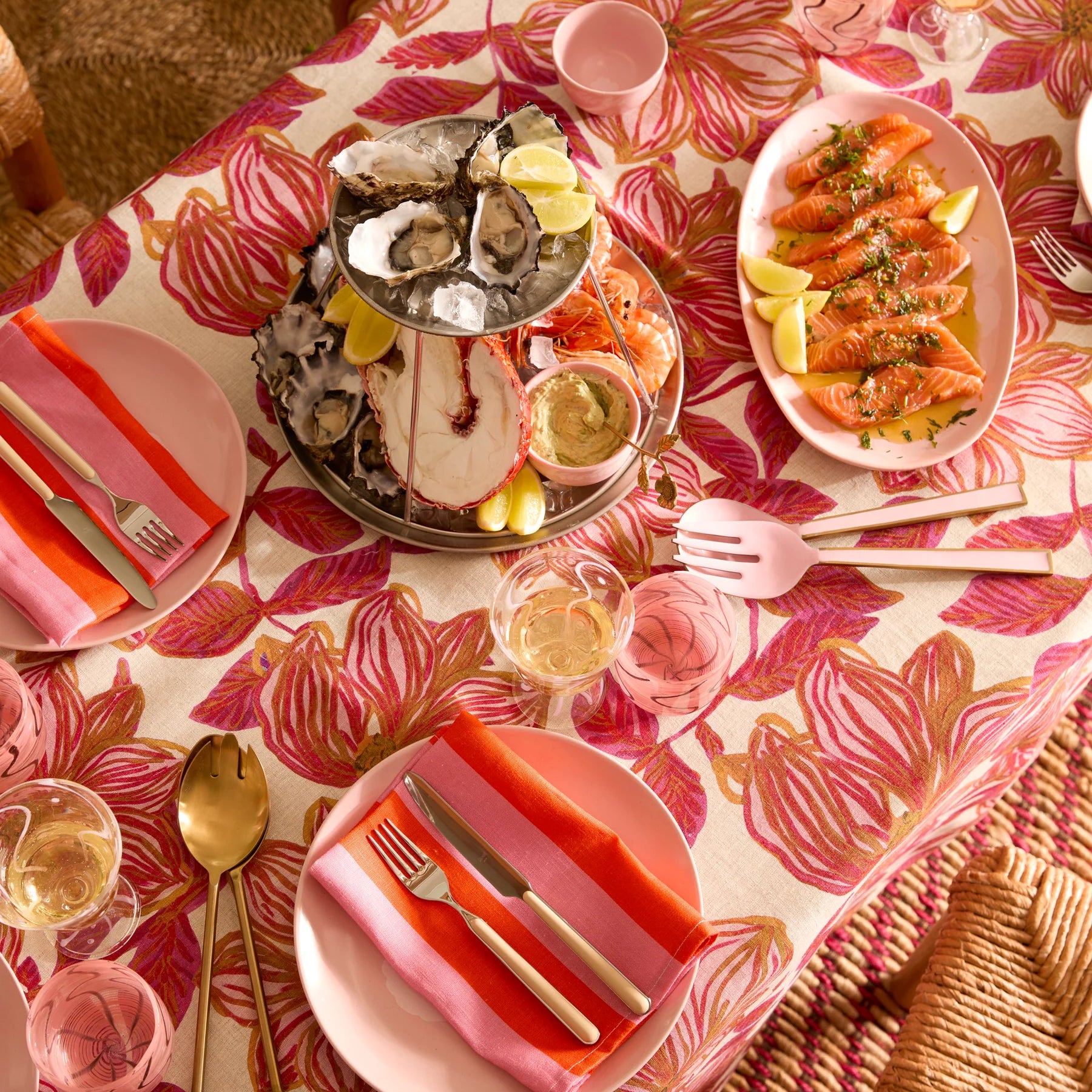 bold stripe sorbet linen napkins bonnie and neil