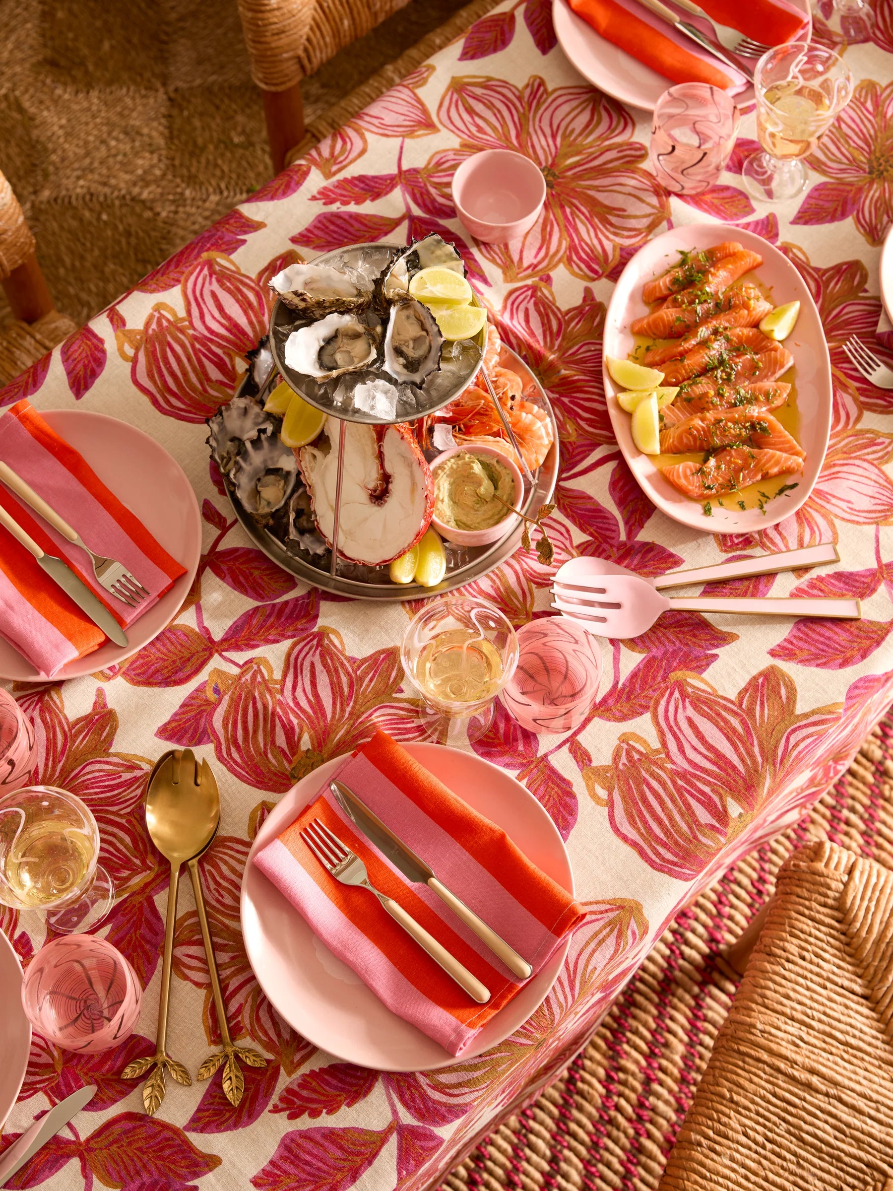 bold stripe sorbet linen napkins bonnie and neil
