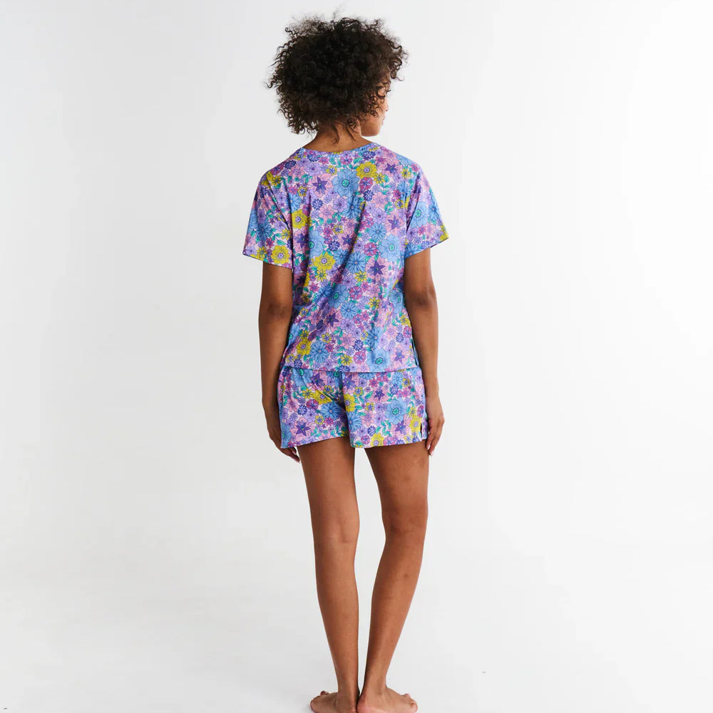 pink, purple and blue floral pyjamas by kip and co