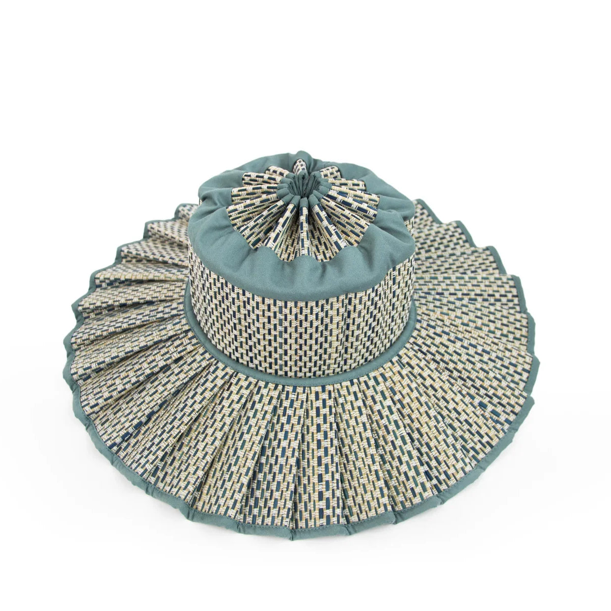 Burano Capri Hat Lorna Murray blue grass pleated hat