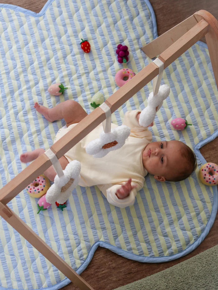 green and blue baby playmat by Mosey Me