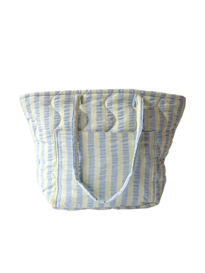 Butter Blue Seersucker Quilted Bag by Mosey Me