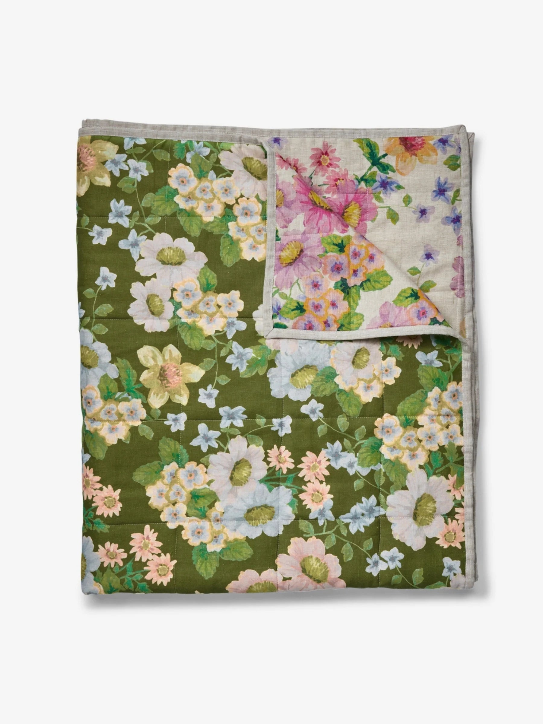 Buttercup Olive Multi Quilted Throw by Bonnie & Neil