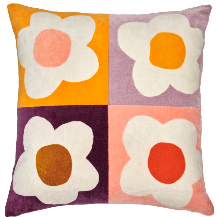 Summer Flowers velvet throw cushion from Castle and Things