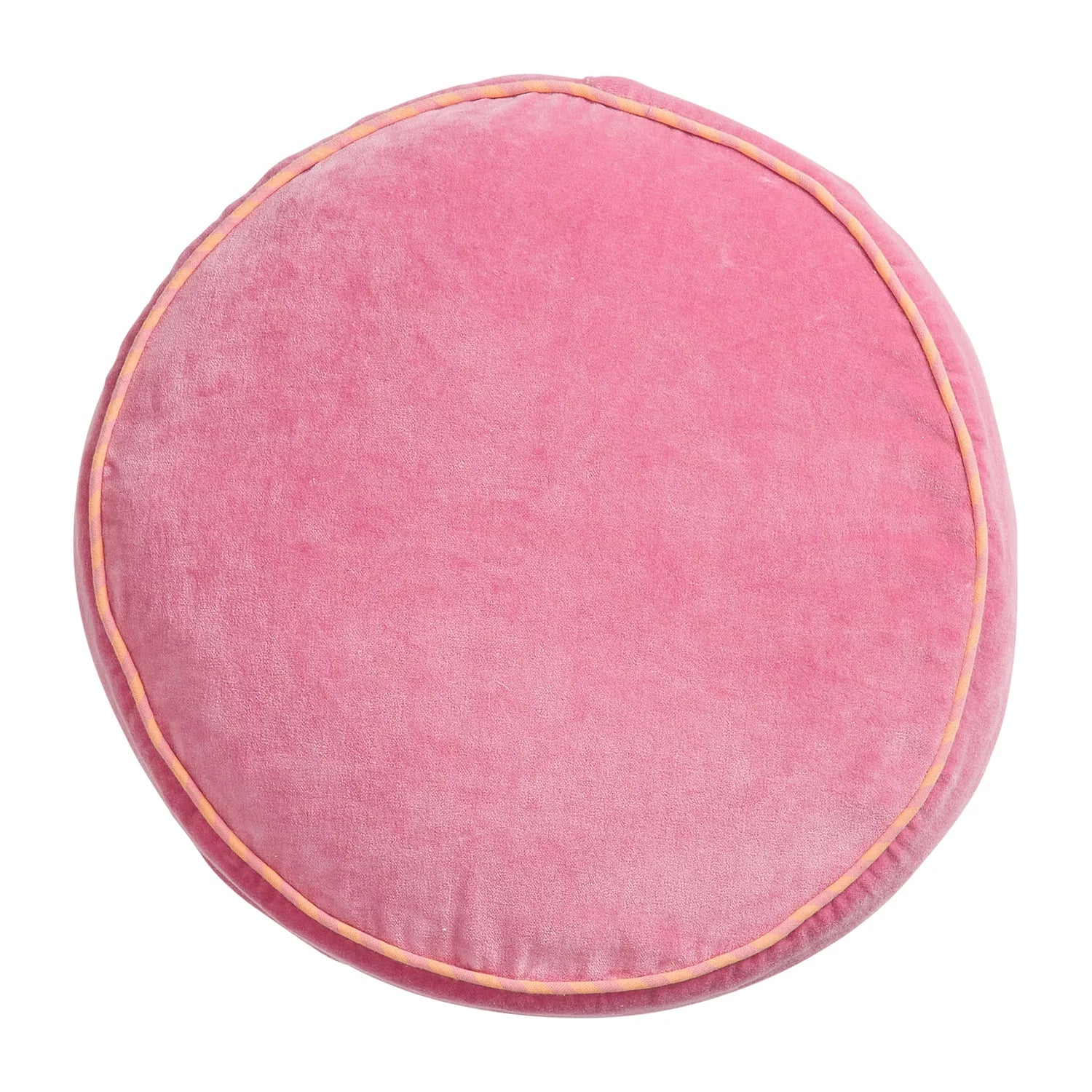 Castilo round velvet cushion in Rosewater